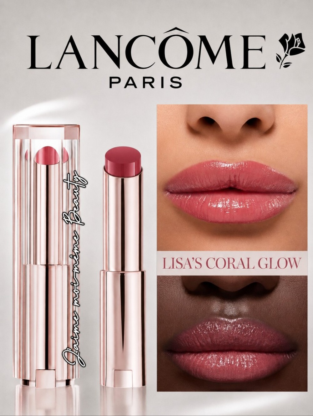 Lancome Lisa's Coral Glow Plumping Lip Butter Tinted Balm- Cool Tone Coral Pink
